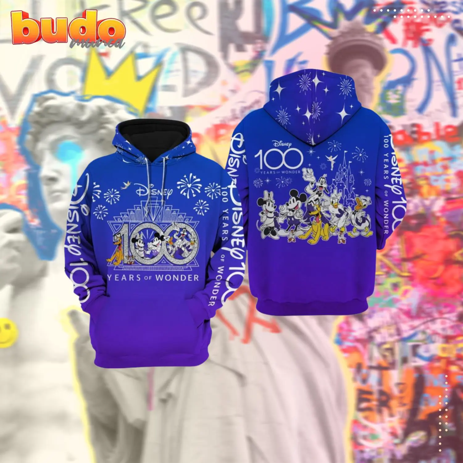 Disney 100 years premium purple unisex hoodie luxury brand clothing special gift outfit for men women